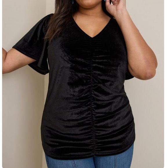Torrid 4 Black Velvet Top - Picture 7 of 8